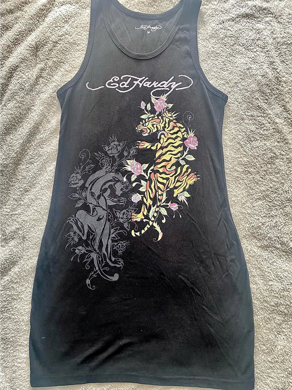Ed Hardy Graphic Black Dress | Y2K Streetwear
